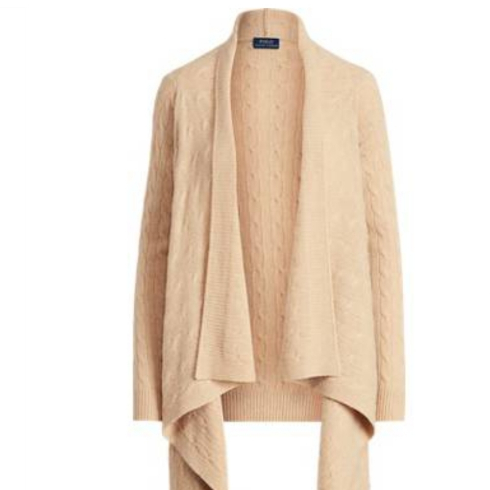 Ralph Lauren CABLEKNIT Wool Cashmere Cardigan Cream Size Medium/Large